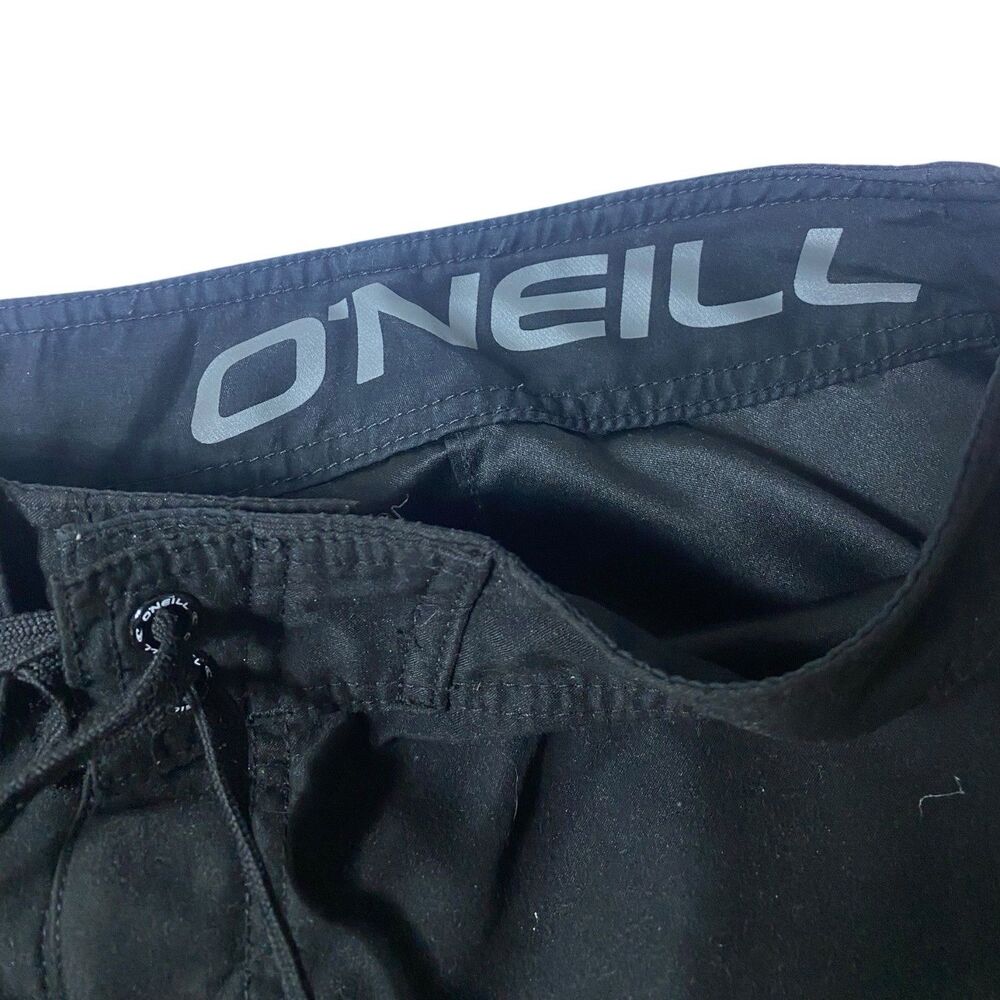 Oneal Board Shorts Swim Trunks Mens 36 Black Pockets Drawstring Pink Embroidery - Picture 5 of 10